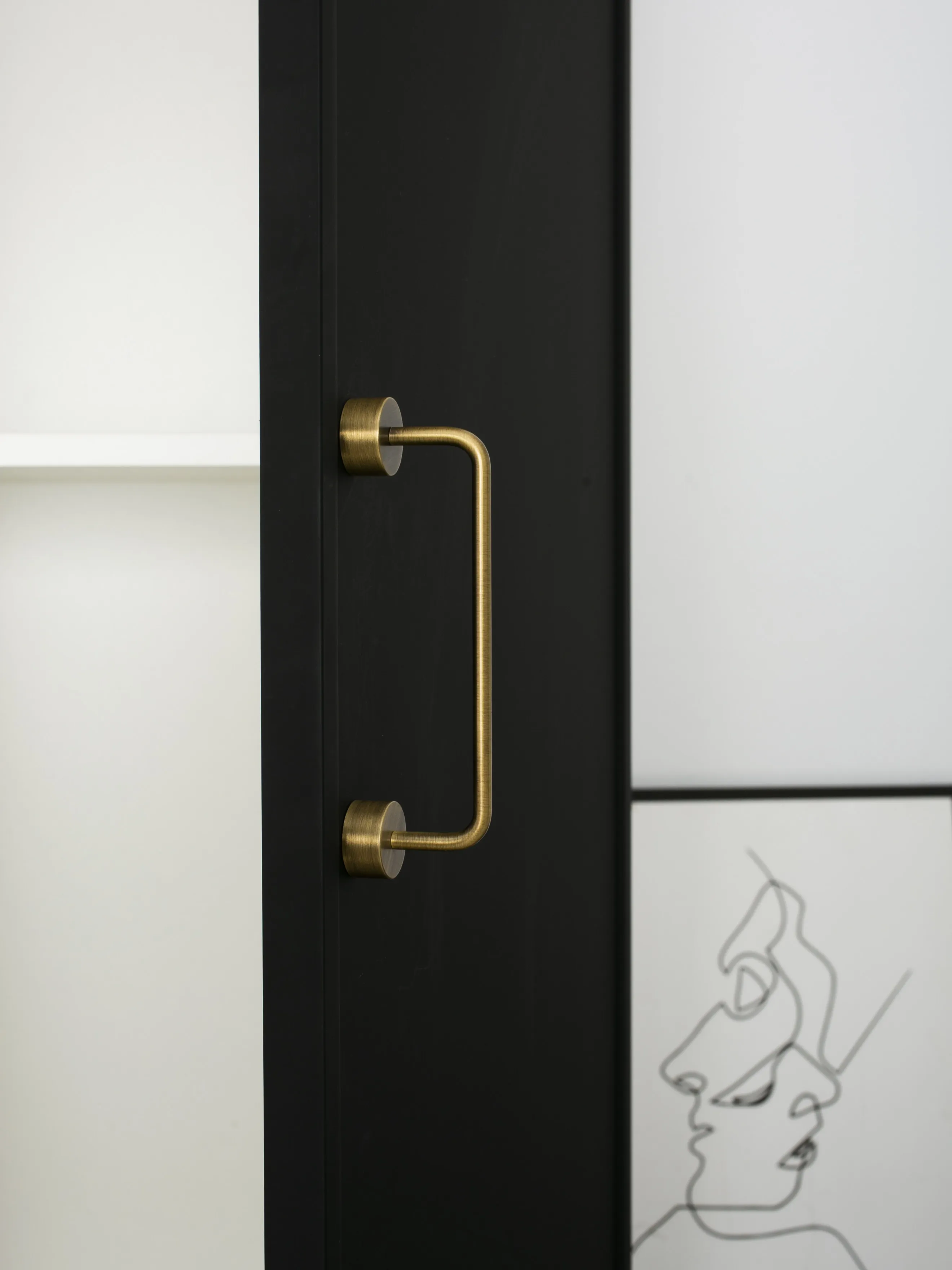Brushed Solid Brass U Shape Cabinet Pulls, Round Base Drawer Handles, Modern Minimalist Furniture Hardware for Kitchen Wardrobe