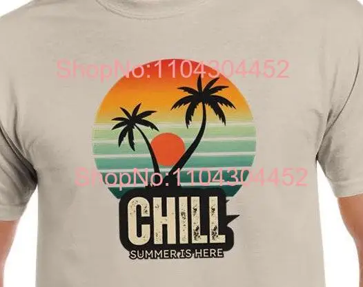 Summer palm tree sunset graphic T Shirt Chill Retro Vintage with trees long or short sleeves