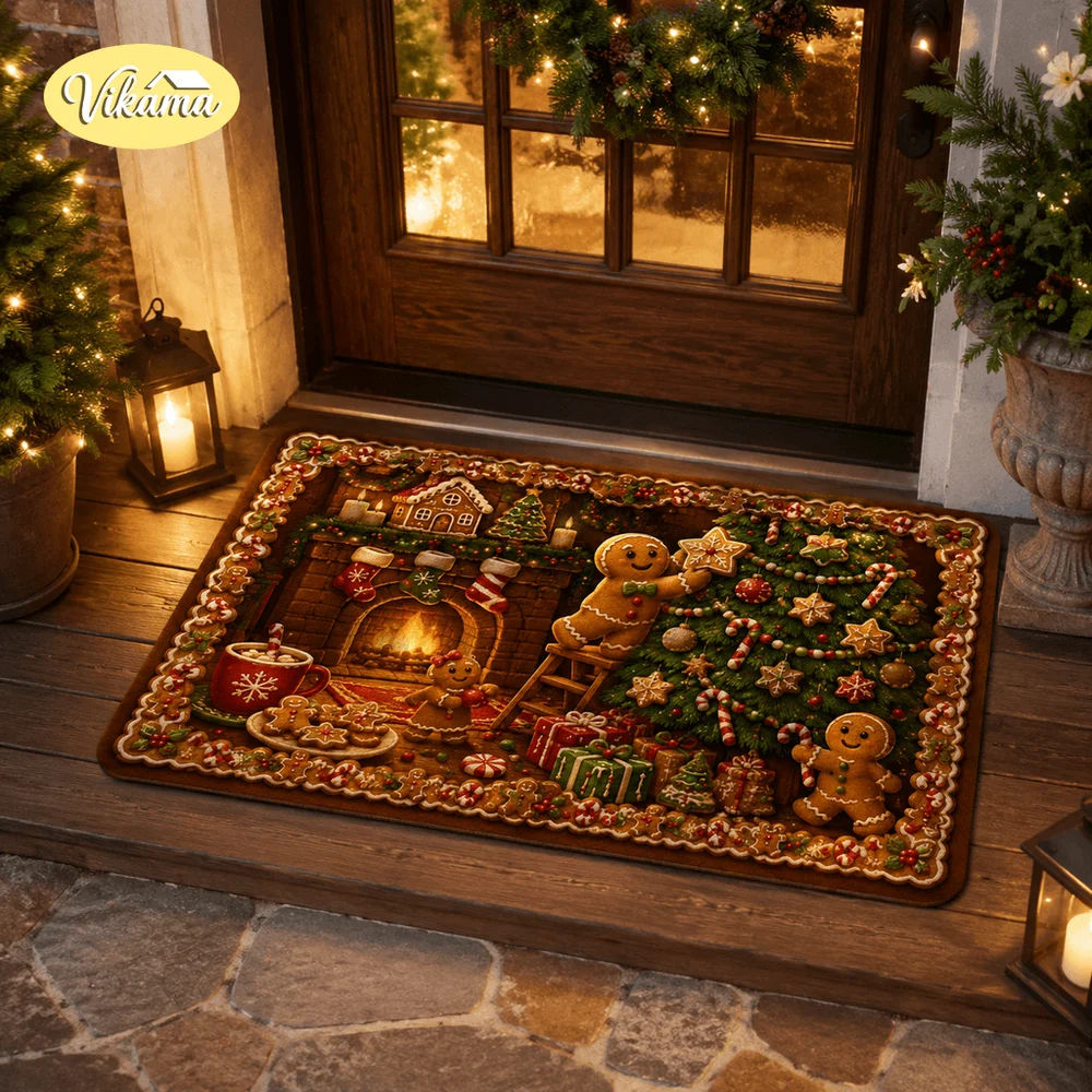 VIKAMA Christmas Entrance Rug For Easy Cleaning At The Entrance Of The Living Room Bedroom Door Area Bathroom And For Home Decor