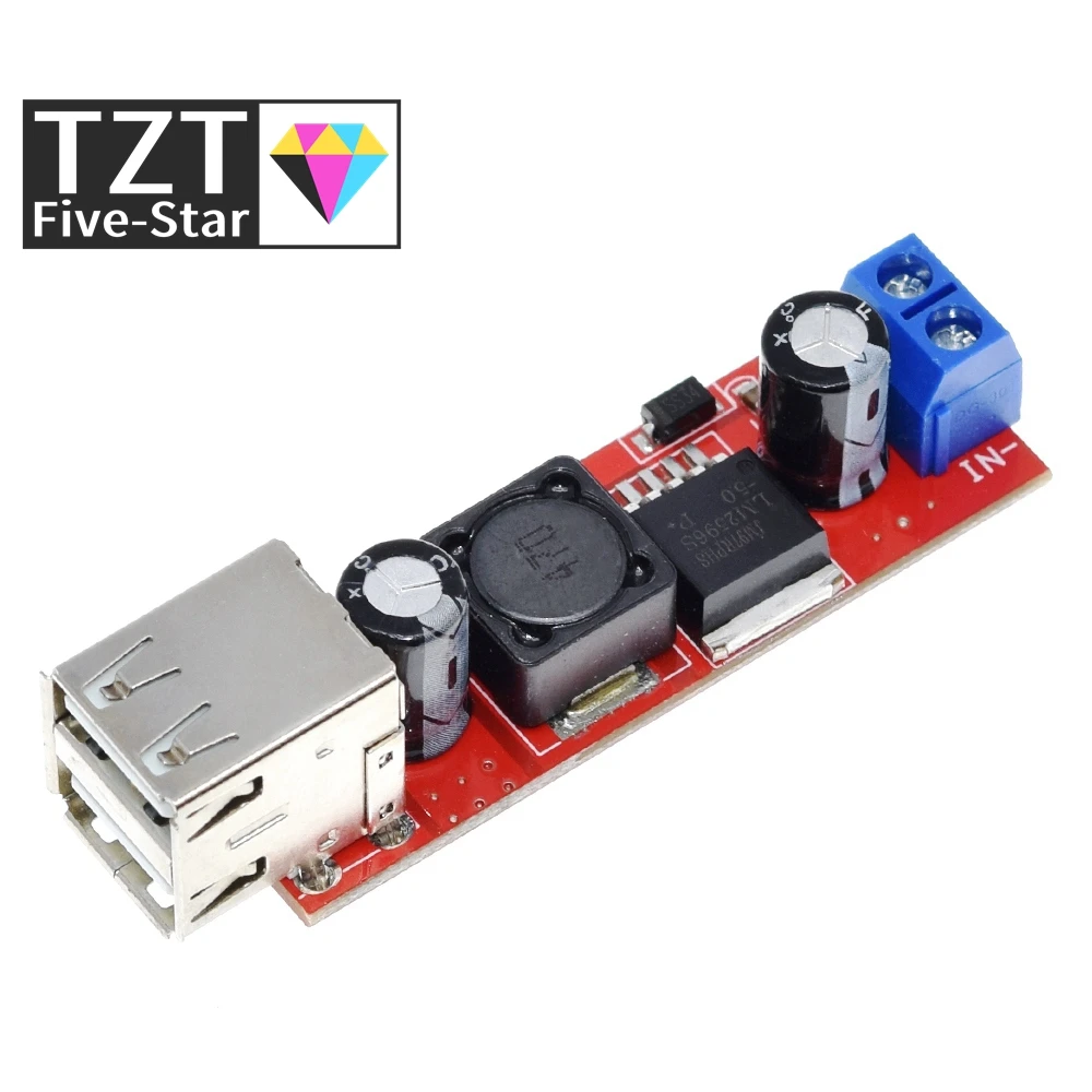 TZT DC 6V-40V To 5V 3A Double USB Charge DC-DC Step-down Converter Module For Vehicle Charger LM2596 Dual USB