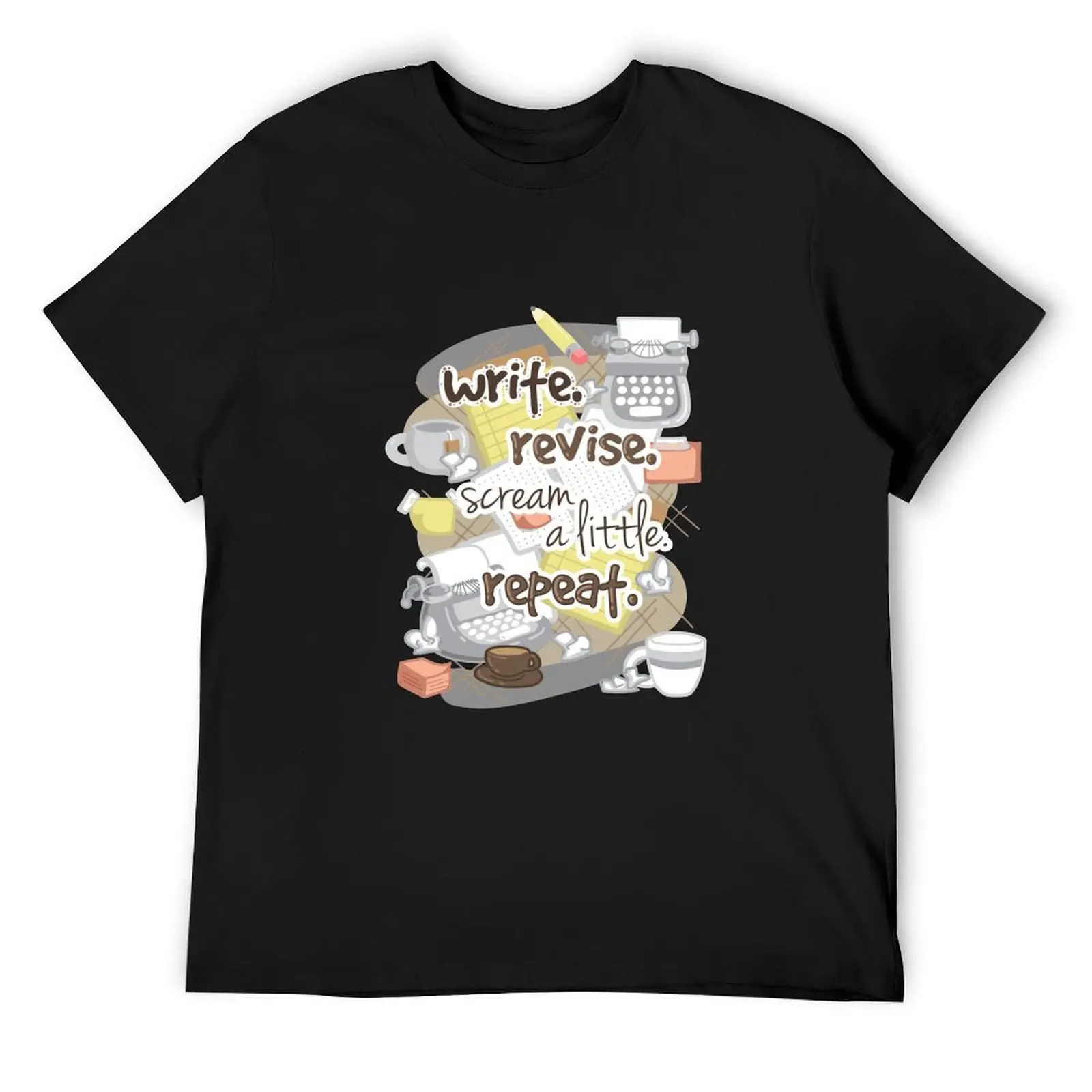 Write Revise Repeat T-Shirt Blouse anime stuff mens clothes