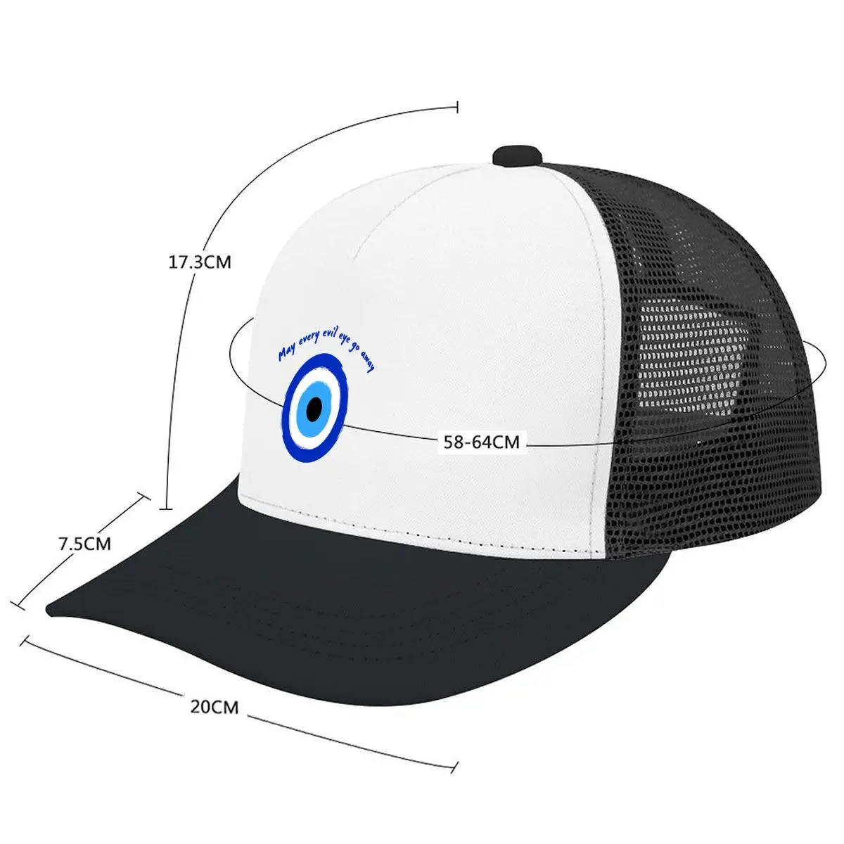 May Every Evil Eye Go Away Blue Evil Eye Mesh Baseball Cap Casual Hat Outdoor