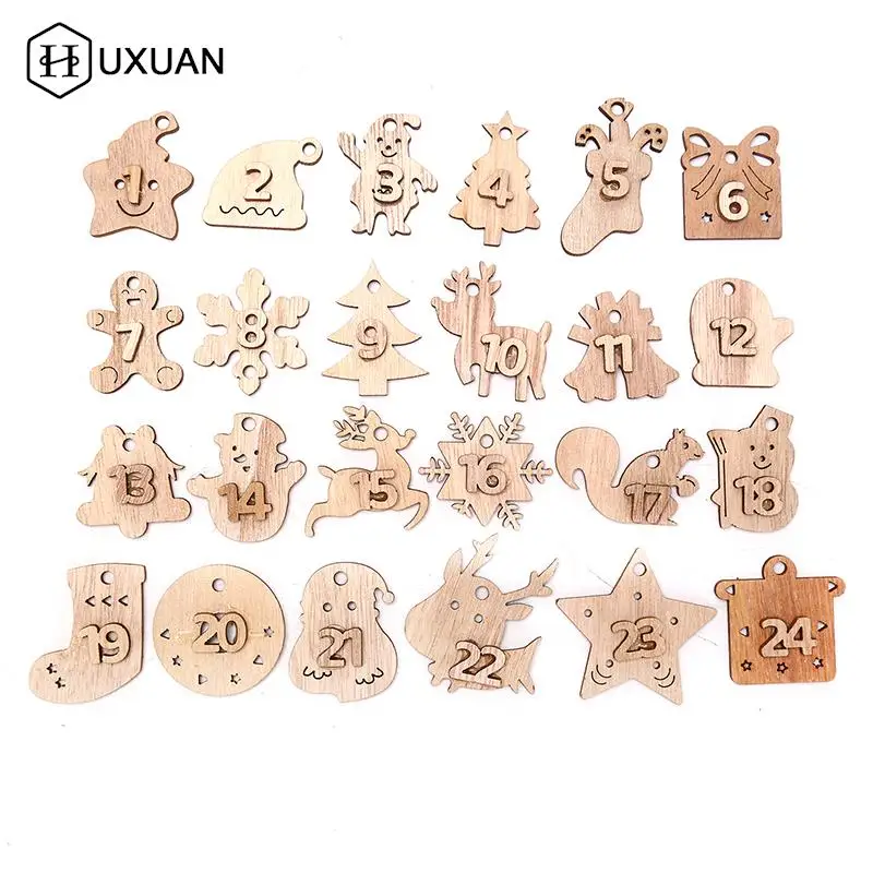 

24 Christmas Calendar Number Label 1-24 Wooden Countdown Christmas Advent Calendar Gift Box Family Reunion Christmas Decor