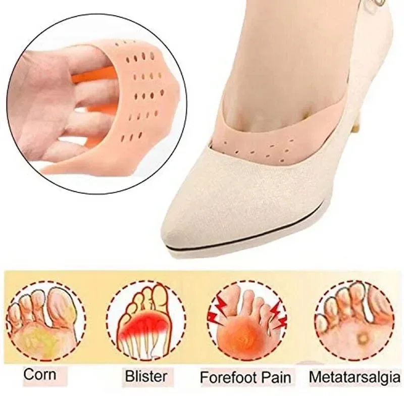 Pelindung Jari Kaki Silikon Bantalan Telapak Kaki Sol Sepatu Nyaman Pereda Nyeri Sol Sepatu Silikon Anti Selip untuk Perawatan Kaki Wanita