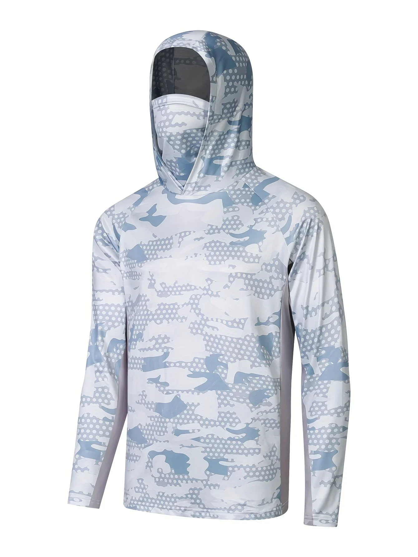 قمصان الصيد الرجال الشمس حماية هوديي قناع الكل في واحد ملابس الصيد Ropa Pesca الصيد التخييم الصيد تي شيرت Upf 50 +