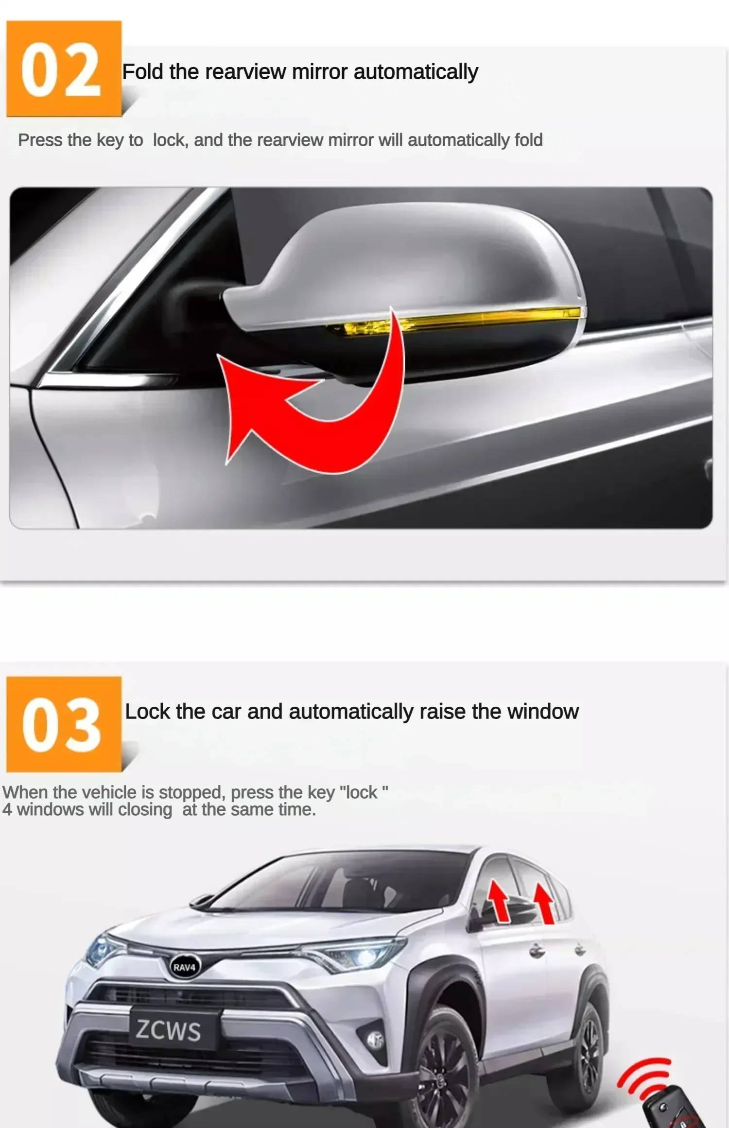 Car Windows Closer&mirror Folding Module for Toyota Fortuner Innova Hilux Closing/ Opening Windows  Side Mirrors Automatically