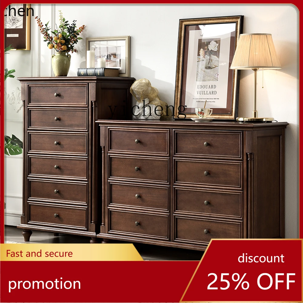 

HXL All Solid Wood Living Room Side Cabinet Storage Small Standing Cabinet Master Bedroom Drawer Bedside Cabinet