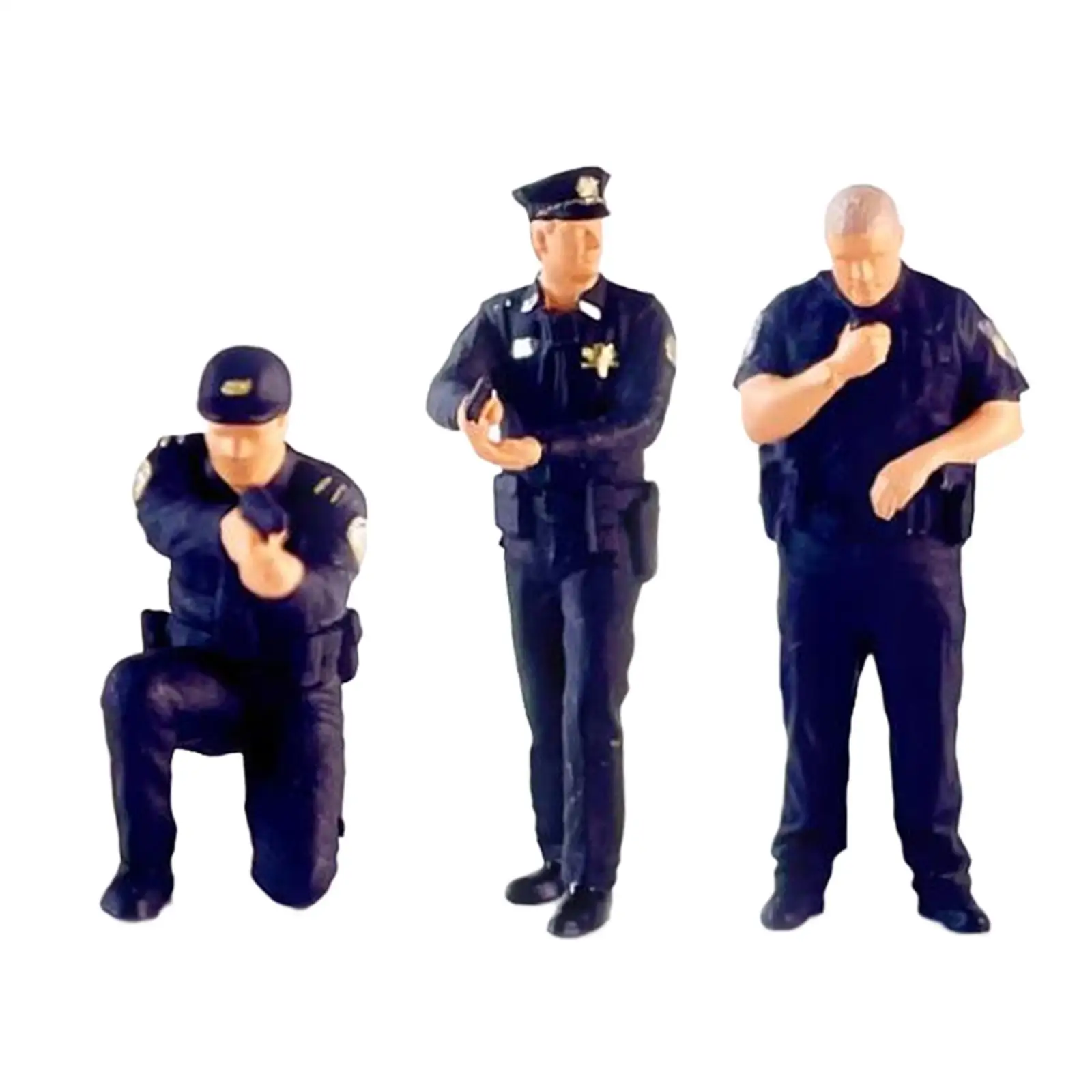 

3 Pieces 1:64 Model People Figures Handpainted Police Officer Resin Men Doll for