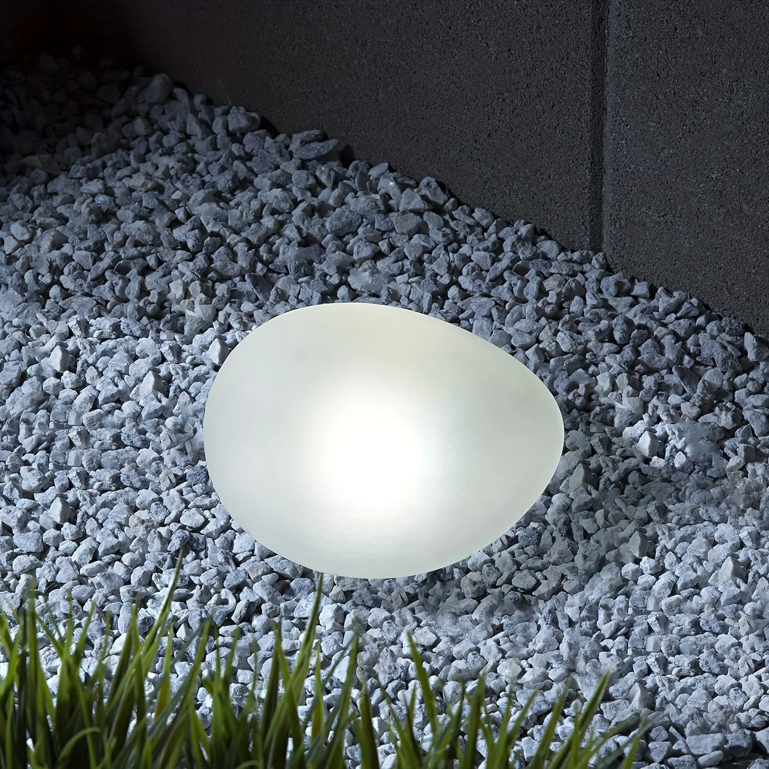 GEFENSI 1 PC White Frosted Glass Solar Ground Lamp Outdoor Waterproof Solar Pebble Light Wireless Decorative Garden Lawn Light