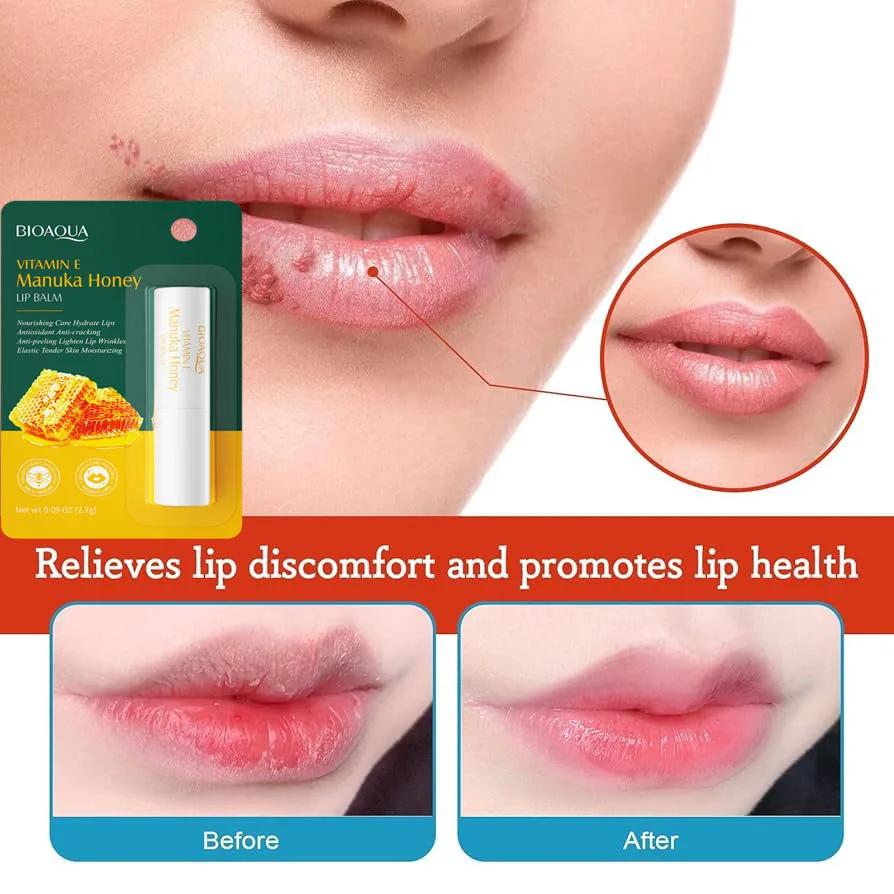 

Бальзам для губ BIOAOUA с витамином Е и медом: увлажняющий, против трещин, питательный, для ухода за кожей губ