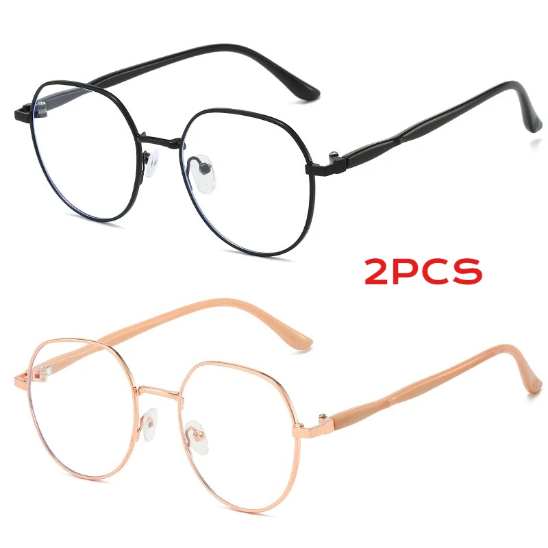 2 قطعة نظارات مكافحة الضوء الأزرق رائعة نظارات معدنية مستديرة النساء الرجال الأعمال النظارات الضوء الأزرق حجب رجل سيدة النظارات #1