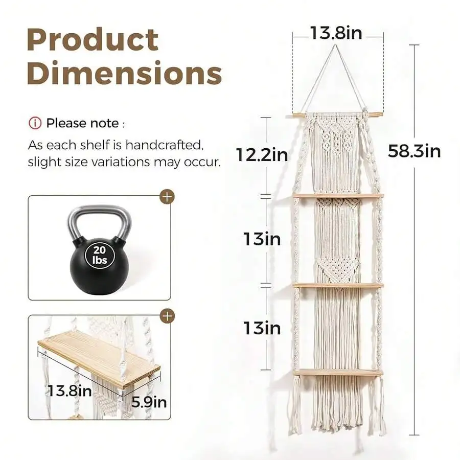 Plant Wall Shel F Boho Plant Stand Window Plant Shel F | 3 Tier Macrame Plant Hangers Boho Room Decor Hanging Shel F For Bedroom