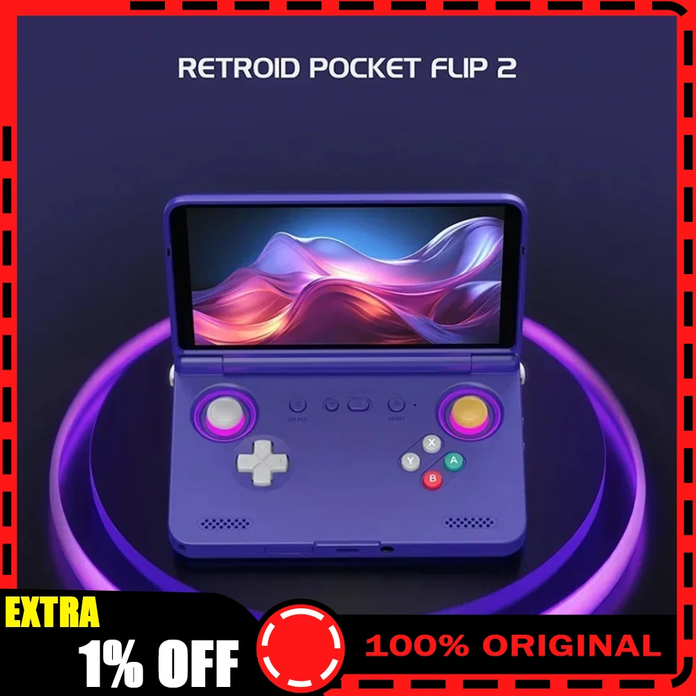 Retroid Pocket Flip2 Game Console 1080p Folding Game Console AMOLED 500Nits 5.5