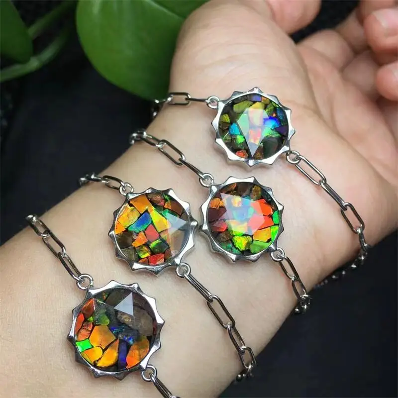 S925 Natural Ammolite Bracelet Crystal Reiki Healing Stone Fashion Female Jewelry For Women Gift 1PCS