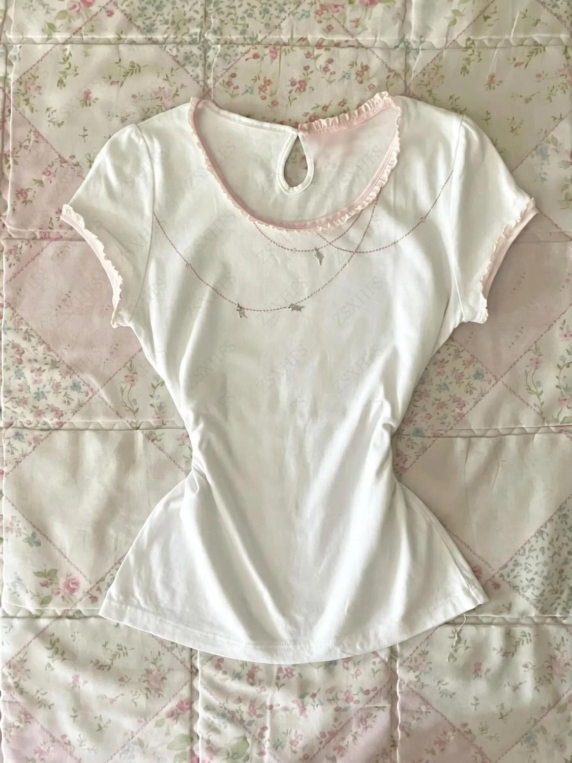 Sweet Girl Harajuku T shirts Women Clothes Slim Punk T Shirt white Vintage Clothes Femme 90s Gentle Y2k Cuteore Aesthetic Tops