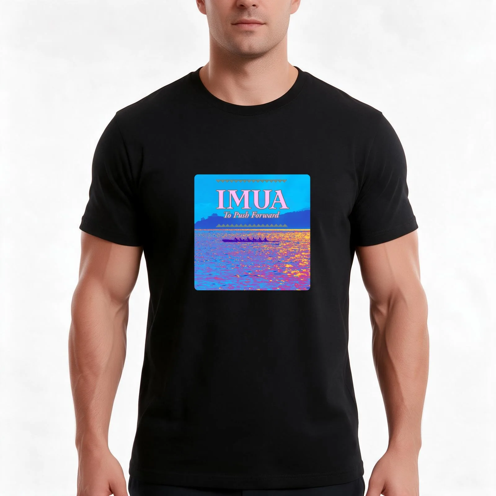 Hawaiian Canoe IMUA Push Forward T-Shirt, Summer Casual Cotton Tee, Oversized Streetwear Tops, Vintage Graphic Print
