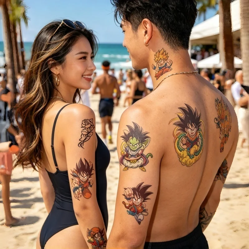 Temporary Tattoo Sticker Dragon Ball Anime Waterproof Fake Tattoo Stickers Body Art Sticker Dragonball Z Stickers Party Supplies view 2