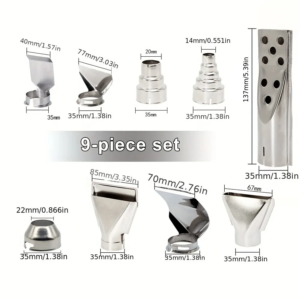 용접 스테이션용 9팩 35mm 열풍 노즐 교체 키트 - 전문 용접 도구용 정밀 노즐 액세서리
