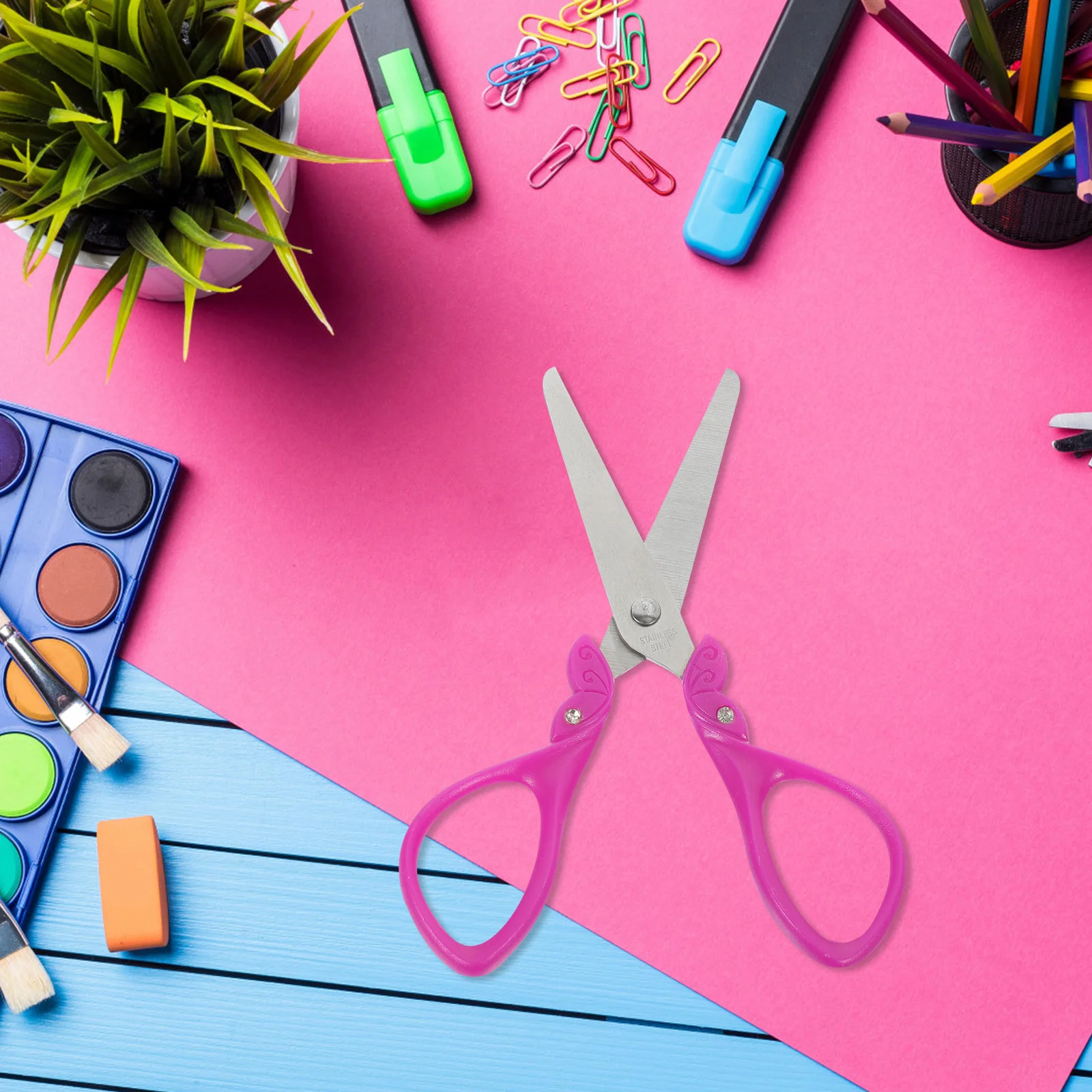 Safe Rounded Head Craft Scissors Diamond Embellished Scissors for Paper Cutting Preschool Training Supplies