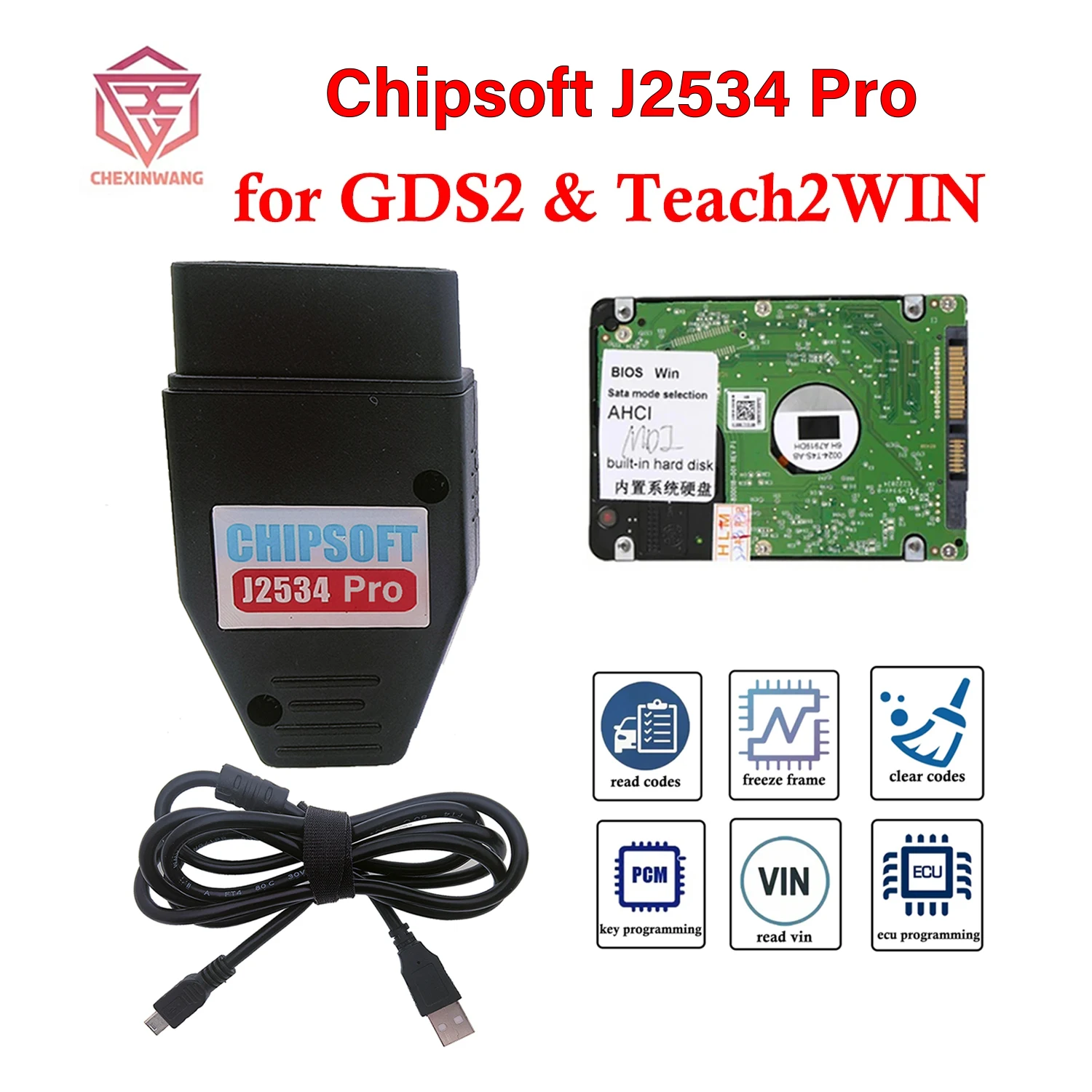 Chipsoft J2534 Pro VCI Diagnostic Cable for GM GDS2 Scanner GDS2 V2023.2.1 Tech2WIN 16.02.24 for GM/OPEL GDS2 Diagnostic Tool