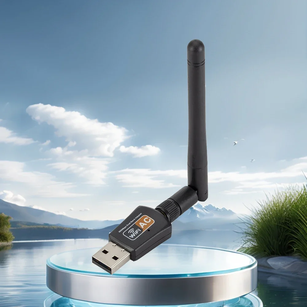 802.11AC двухдиапазонный 600 Мбит/с беспроводной USB-адаптер Wi-Fi Dongle для Windows для Mac 2,4 ГГц/5 ГГц 2DBi антенна для настольного ноутбука ПК