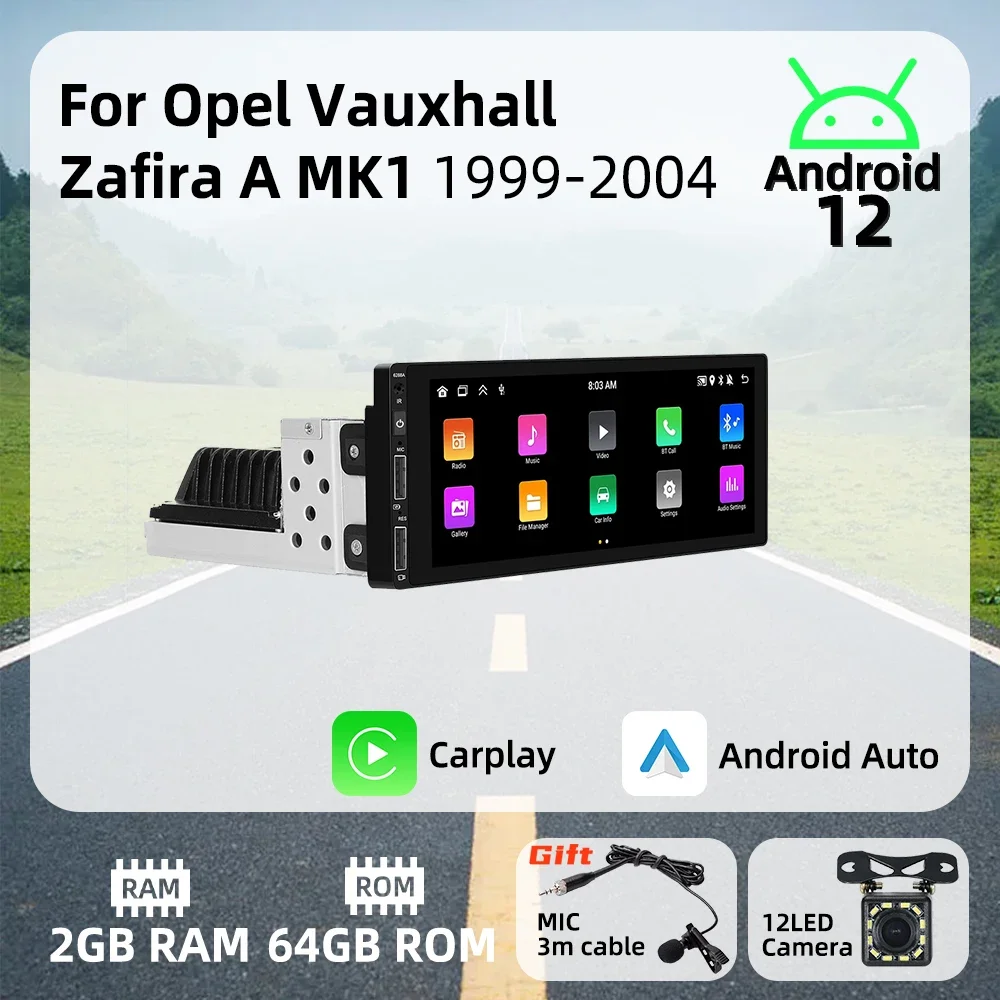 6.9 Inch 1 Din Android Radio Car Multimedia for Opel Vauxhall Zafira A MK1 1999-2004 Stereo Head Unit Carplay Autoradio GPS Wifi