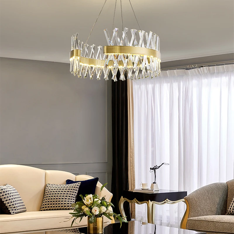 Imagem -04 - Lustre Moderno de Cristal em Forma de x Decoração Luxuosa Luz Dourada para Sala de Estar Teto Alto e Baixo 2023