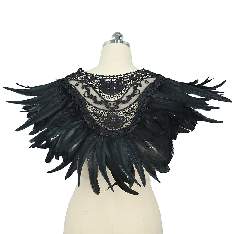 Gothic Feather Cloak Shawl Fake Collar White Christmas Ball Performance Vest Shawl Accessories Decoration