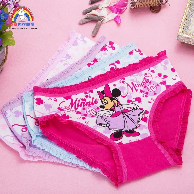 4pcs Disney Minnie Girls Panties Color New Girl Triangle Underwear Cartoon Children Knickers Underpants Kids Boxers Brief