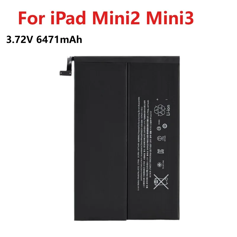 For iPad Mini1 Mini2 Mini3 Mini4 Mini5 Replacement Lithium Polymer Tablet Batteries  3.72V 3.82V 4400mAh~6500mAh