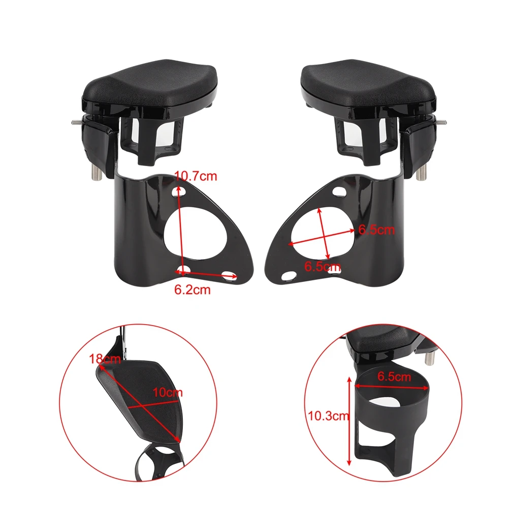 Motorcycle Rear Passenger Armrests With Drink Cup holder For Harley Touring Electra Street Road Glide Ultra Tri Glides 2014-2022