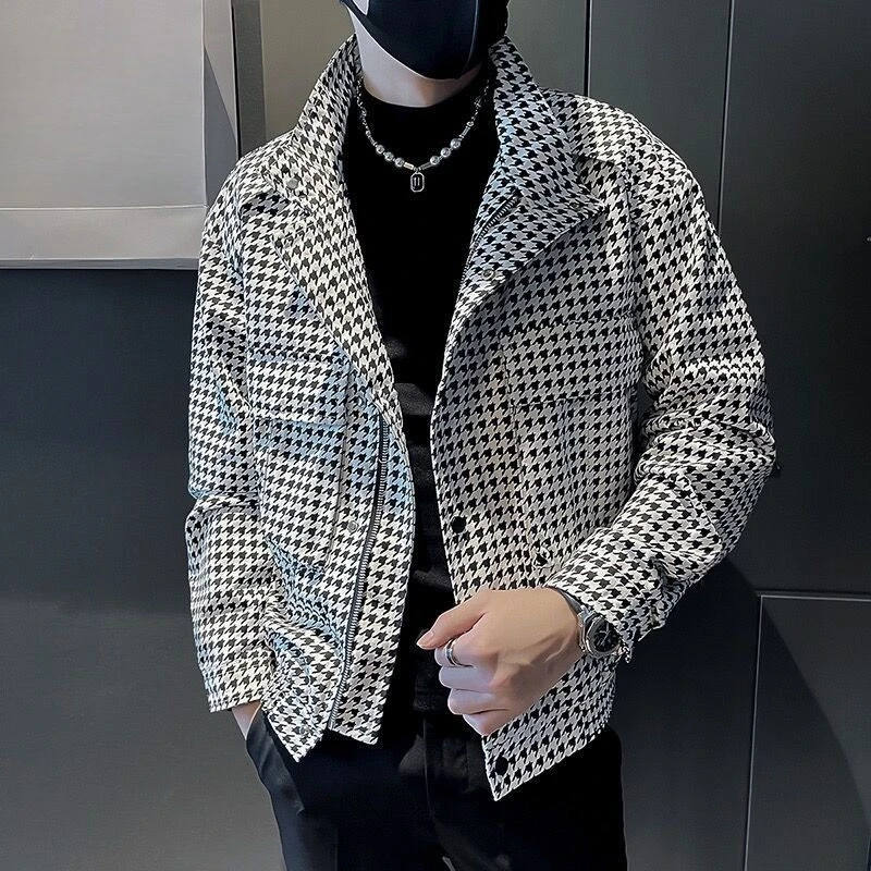 

Men's Premium Fall Winter Plaid Blazer Jacket 2025 New Arrival Stylish Slim Fit Streetwear Outerwear with Checkered Pattern