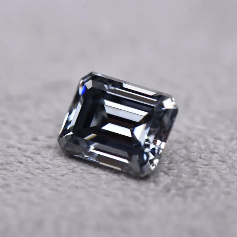 Moissanite Stone Emerald Cut Grey Color Certificate Synthetic Gemstone for Ring Pendant Inlay VVS1 Passed Diamond Tester 4