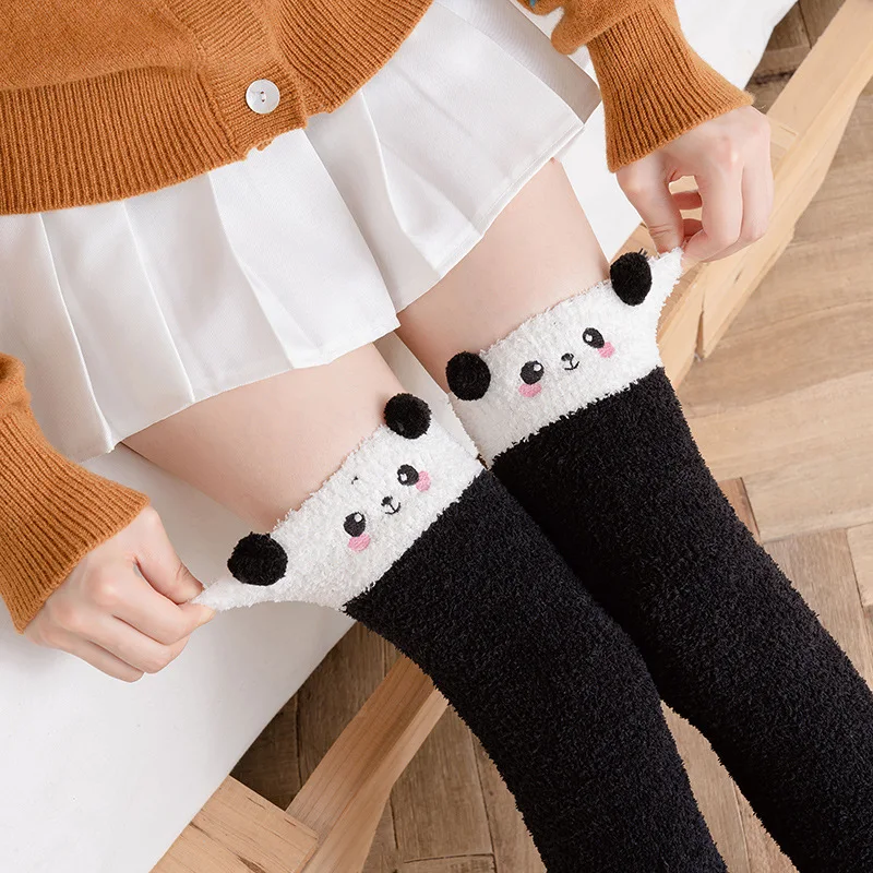 

Womens Japanese 3 Pairs Cute Over Knee Thigh Socks Women Girls Kawaii Fuzzy Thigh High Socks Leg Warmers Fluffy Plush Thigh Sock