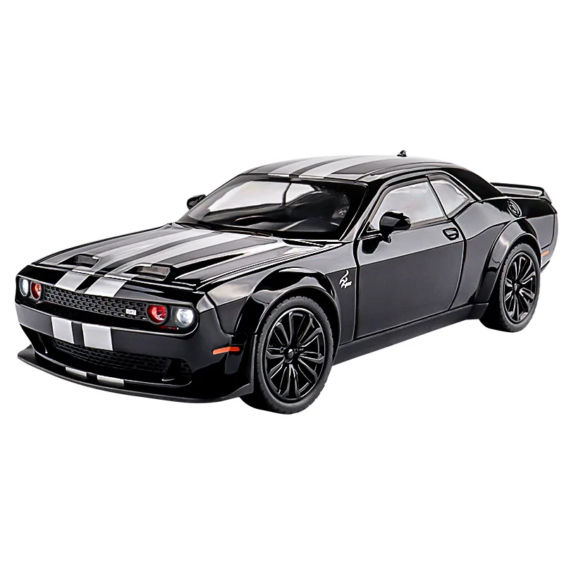 Image of 1:22 Challenger Hellcat Amerikanischer Muscle Car Modellauto aus Legierung mit Licht und Sound, Rückzieh-Spielzeugauto, Sammlerstück für Jungen