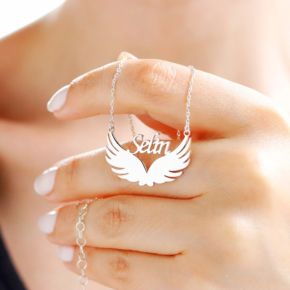 

Ожерелье на ключицу с именем крыла из нержавеющей стали по индивидуальному заказу с высококачественным ощущением, простое и универсальное ожерелье для мужчин и женщин