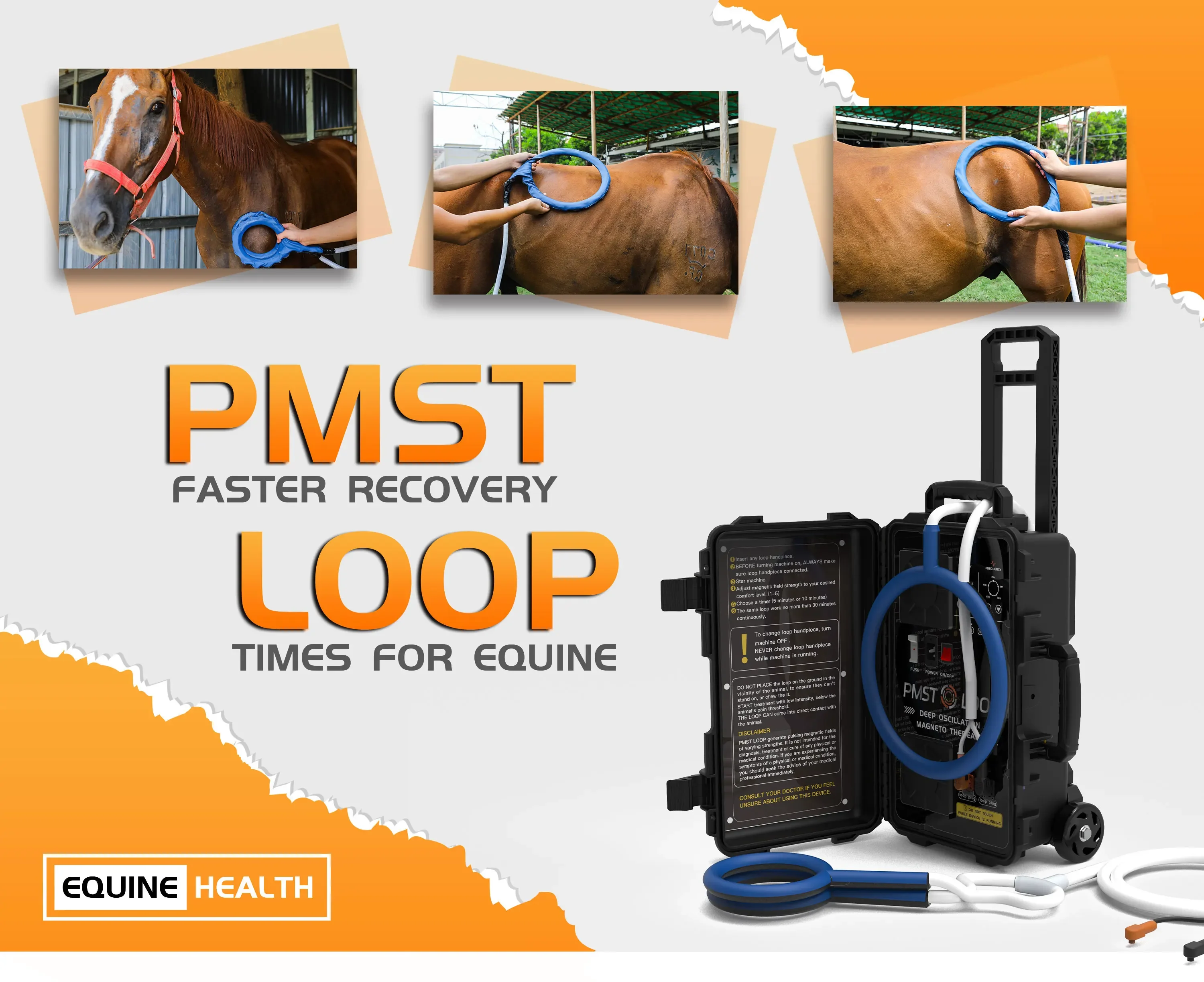 Equine Rehabilitation PMST LOOP Electromagnetic Therapy Professional Safe and Effective Treatment Reduces Pain Swelling Soreness