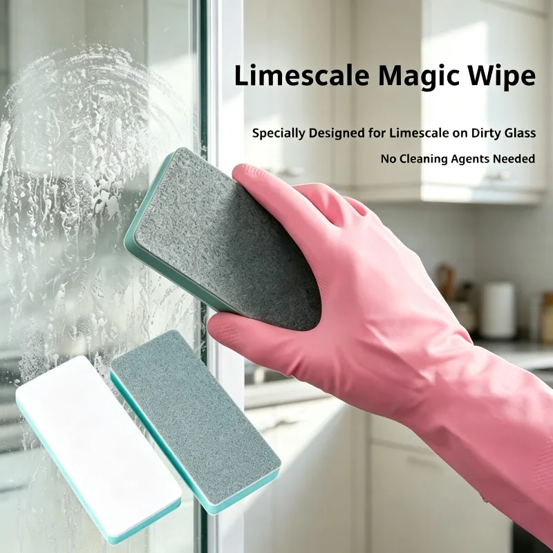9/40pcs Glass Limescale Magic Cleaning Brush Set - Powerful Limescale, Water Stain, and Water Mark Remover for Bathroom Mirrors