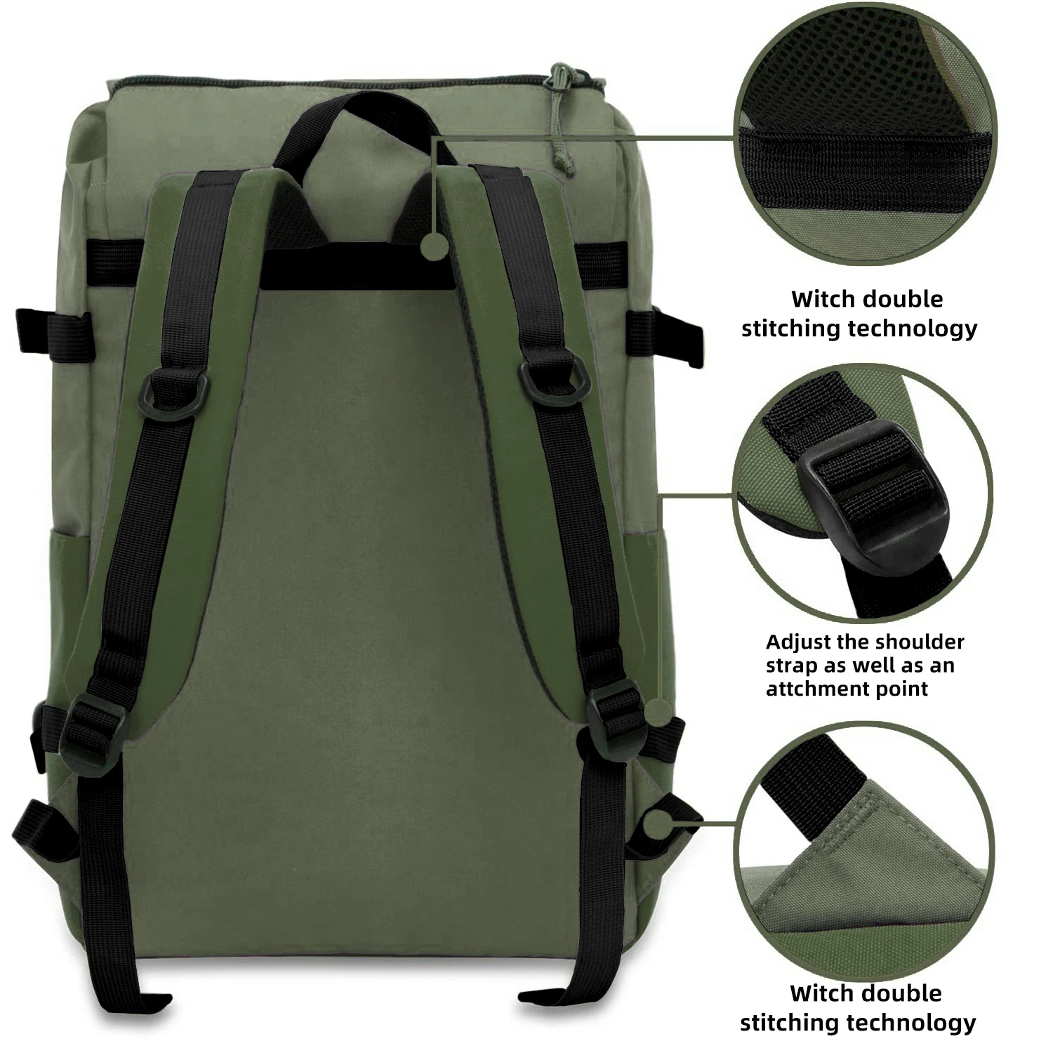 Fashion Army Green Backpack Men Large Capacity Casual Travel Outdoor Backpack Casual Unisex Waterproof School Bags