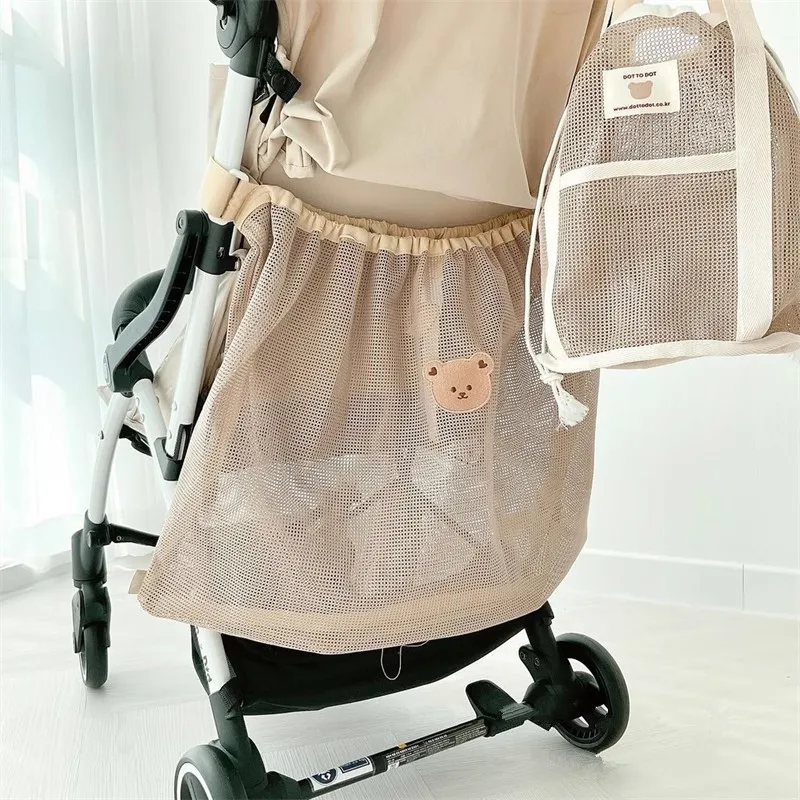 Reusable Stroller Hanging Bag Summer Mesh Stroller Bag Nappy Organizer Baby Items Diapers Pouch Large Capacity Cart Accessories