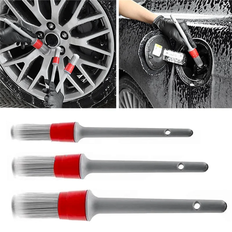 Super Soft Synthetic Detailing Brushes Set Handle for Wheels,Tires, Engine Bay, Leather Seats, Door Panels