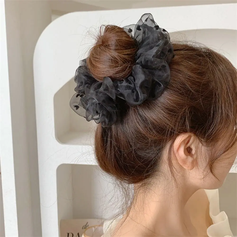 Elegant Sweet Hair Ties Hair Rings Women Hair Bands High Horsetail Hair Rope Organza Heart Scrunchies Hair Rubber Bands