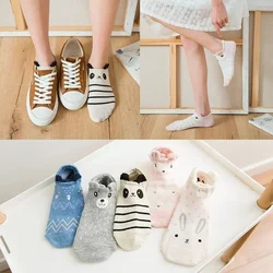 5Pairs New Arrivl Women Cotton Pink Cute Cat Ankle Socks Short Women Socks Casual Animal Ear Red Heart Gril Socks 35-40