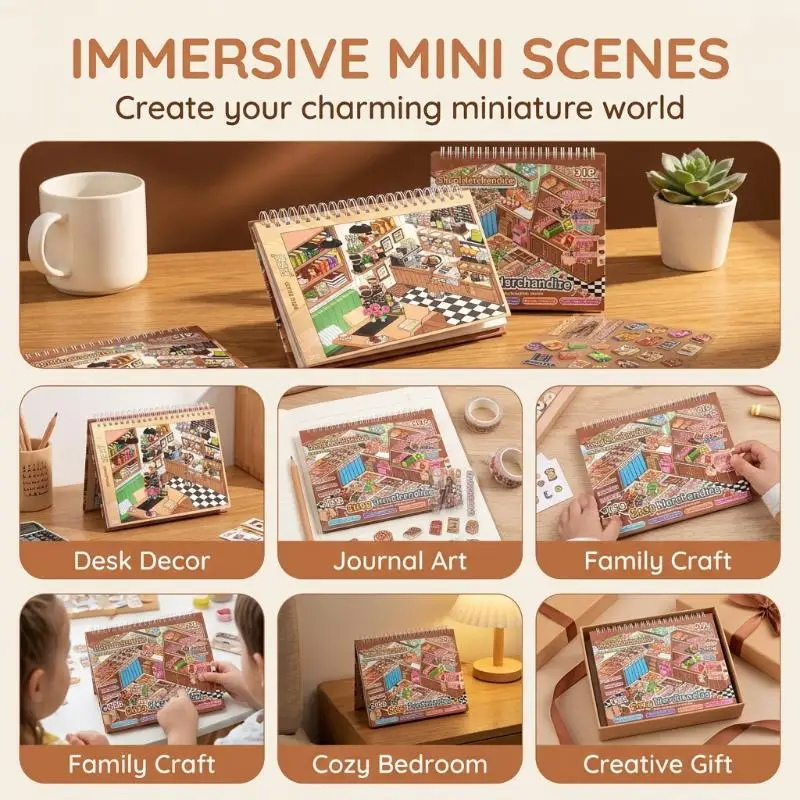 Store Stocking Themed 3D Sticker Collection Book Self-Adhesive for Travel Journal DIY Photo Album Decor Craft Lover Gift