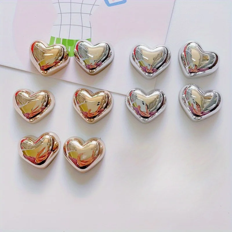 

10pcs Cute Electroplated heart-shaped love Refrigerator Magnets Set, Cartoon Decorative Fridge Magnets, Decorative Whiteboard