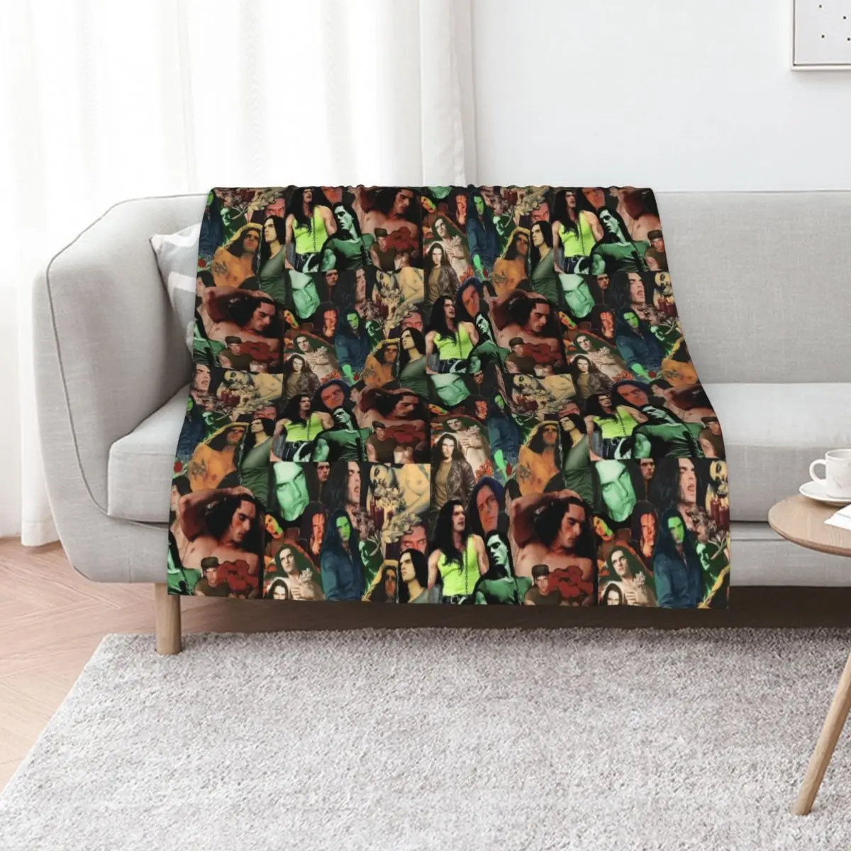 

Type O Negative: Peter Steele Dark Goth Collage Edit II Throw Blanket Cute Plaid Shaggy sofa bed Blankets