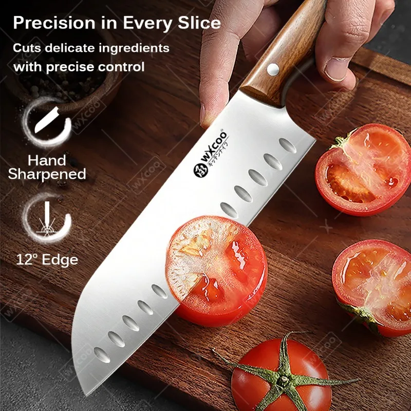WXCOO Chef Knifes Stainless Steel Fish Slicing Boning Knife for Cut Fruit Vegetable Kitchen Knife Wood Handle with Gift Box
