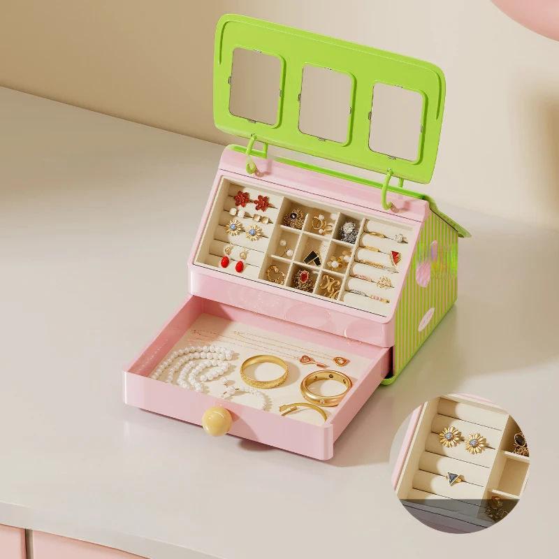 Premium Velvet Jewelry Box Drawer Organizer Anti Tarnish Jewelry Storage Case for Earrings Necklaces Rings Bracelets