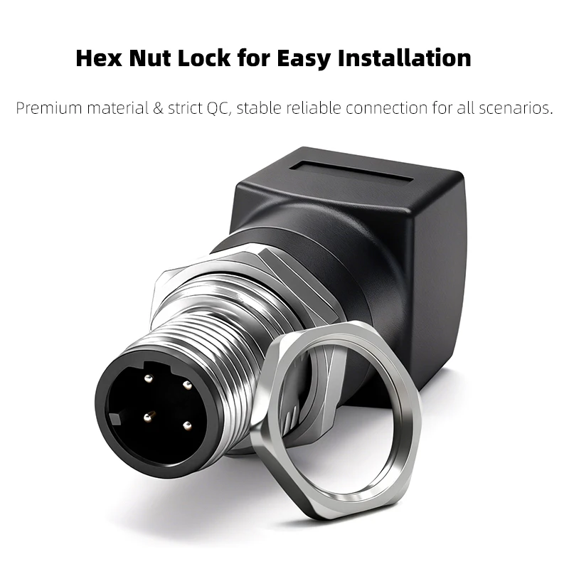 BYXGD M12 X-Code 8Pin A-Code D-Code 4Pin to RJ45 Panel Mount Adapter IP67 Waterproof Ethernet Connector Straight Angled Type