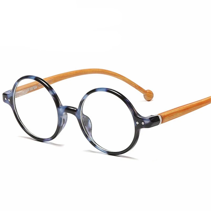 Round Anti Blue Light Reading Glasses Women Men Vintage Wood Grain Hyperopia Presbyopia Eyeglasses Diopter Eyewear +1.0 1.5 2.0